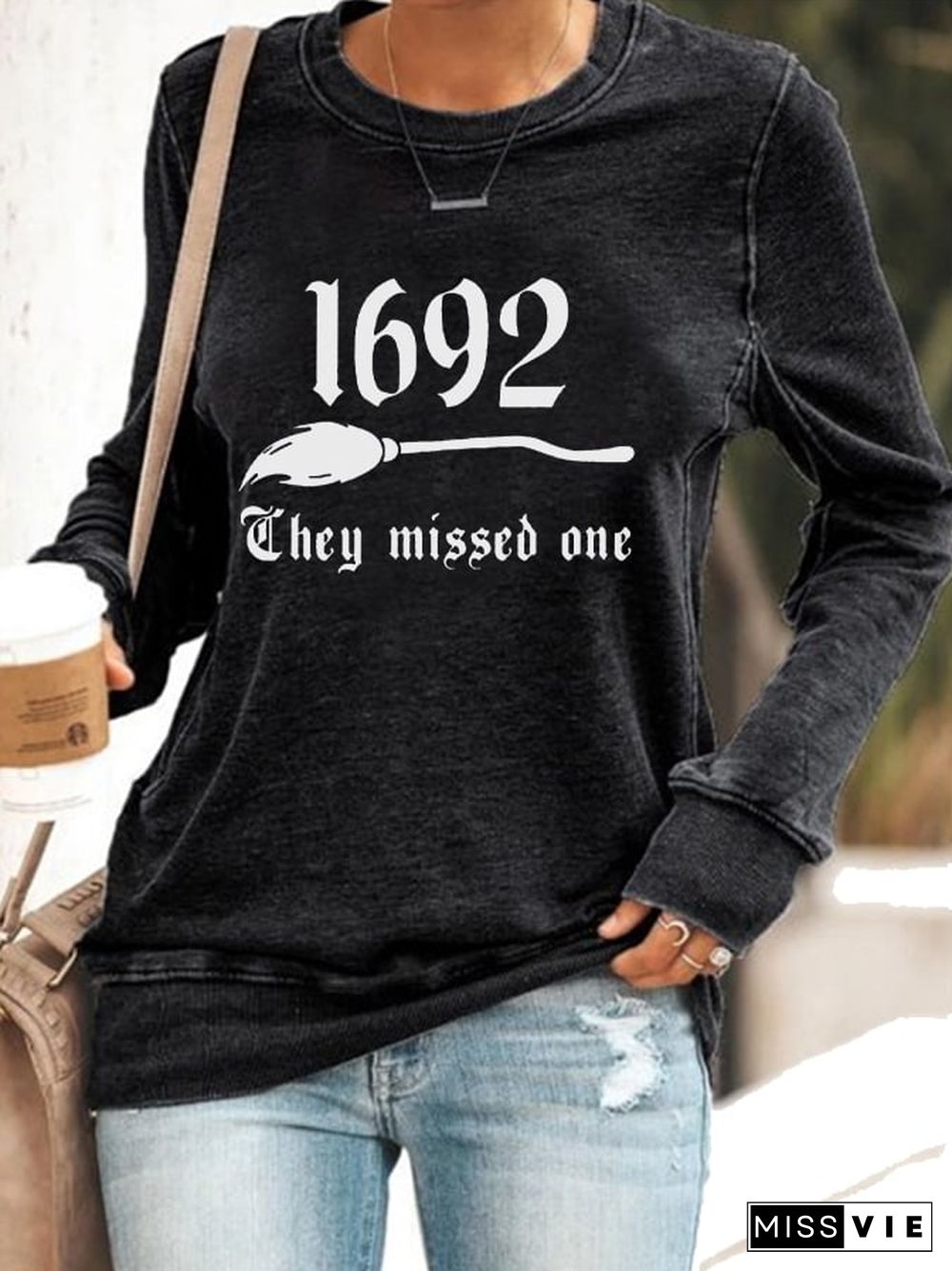 Women's 1692 They Missed One Salem Witch Print Sweatshirt