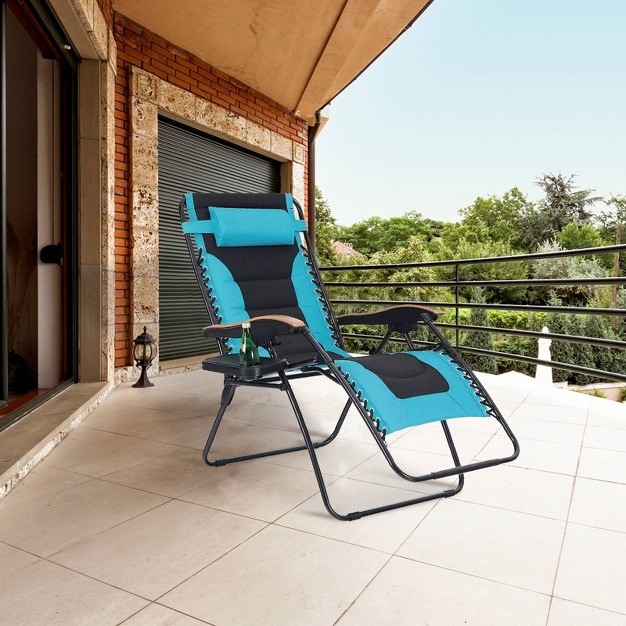 Lafuma Patio Zero Gravity Free Padded Seat Recliner With Cup Holder amp Alloy Steel Frame Blue green Captiva Designs