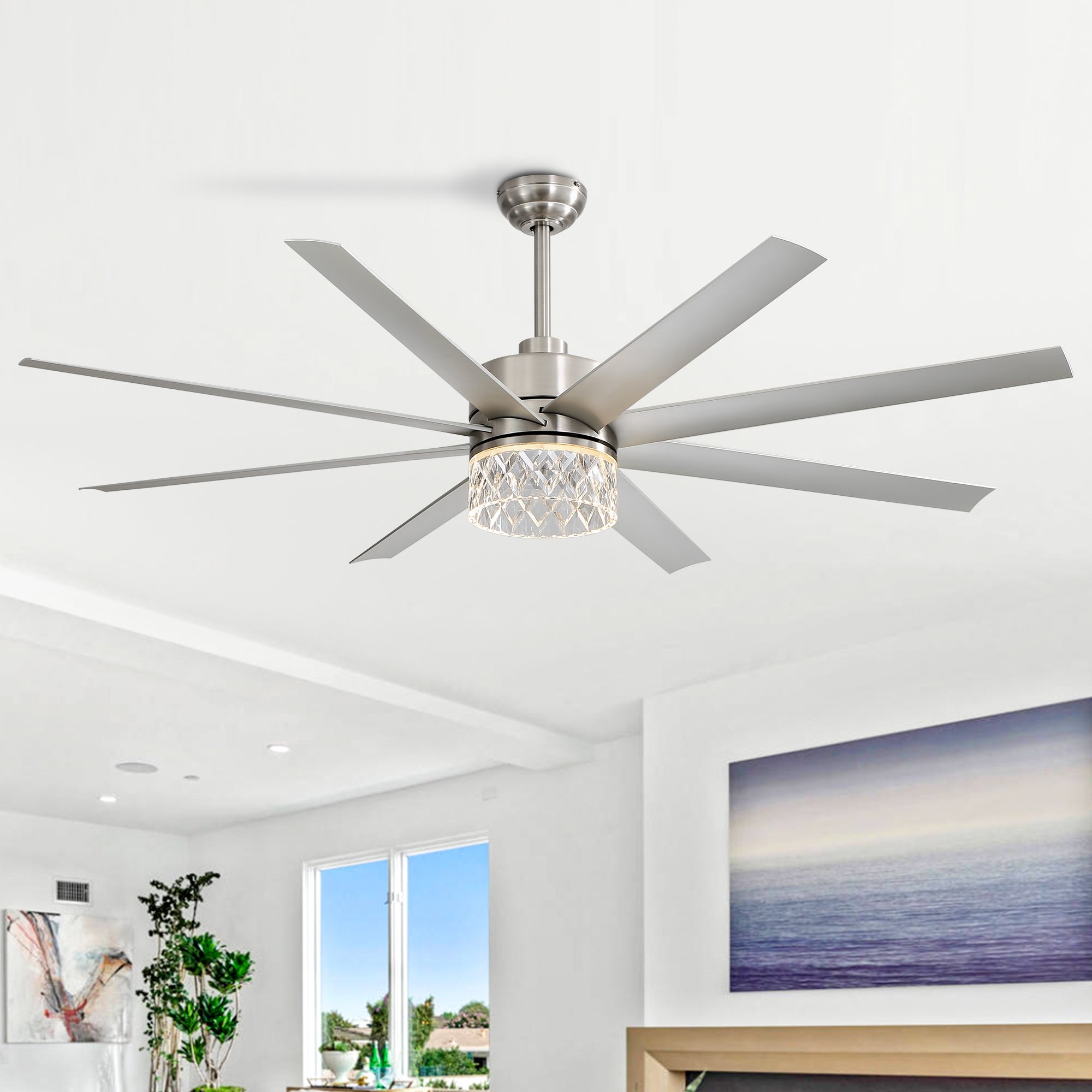 65 In LED Ceiling Fan with Light and Remote Control(Brushed Nickel) Shopping - The Best Deals on Ceiling Fans | 41561557