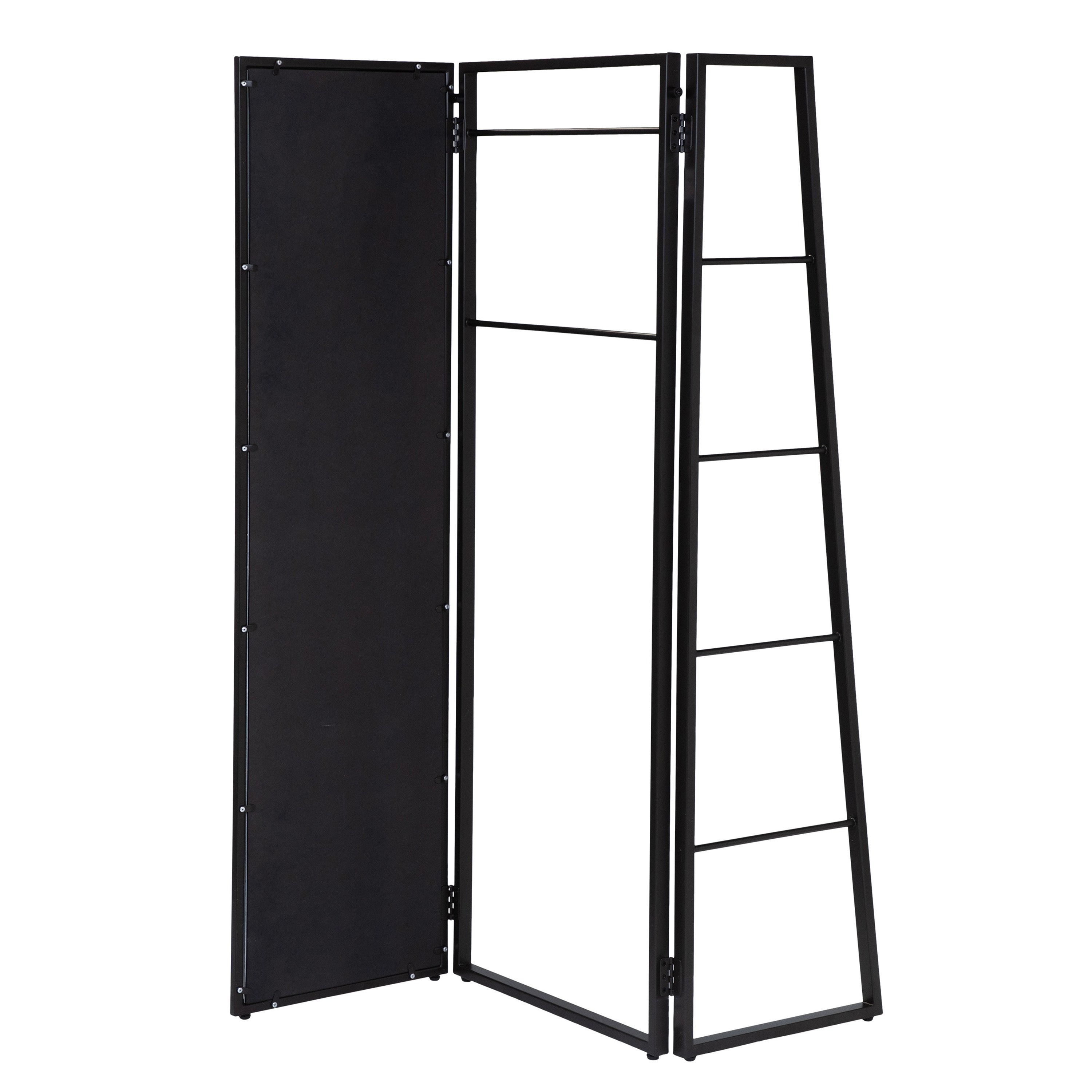 Furniture of America Wigo Metal Coat Stand with Mirror， Black