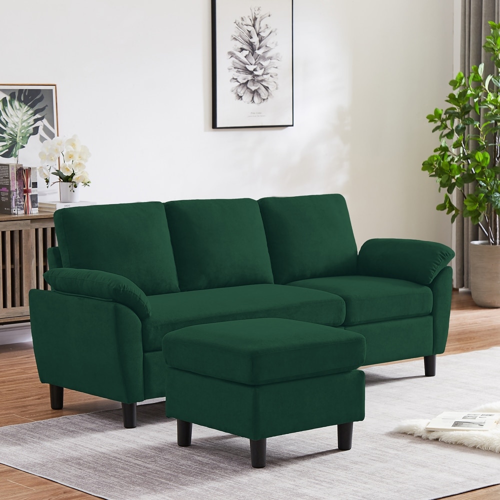 Modern Sectional Sofa Couch L Shaped with Removable Armrest  Convertible Couch with Reversible Ottoman for Living Room