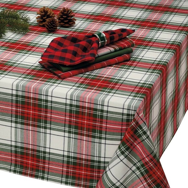 60 x 120 Red and Green Plaid Rectangular Cotton Christmas Table Cloth