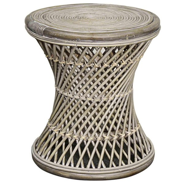 Keala Brown/Off-white Rattan Round Stool