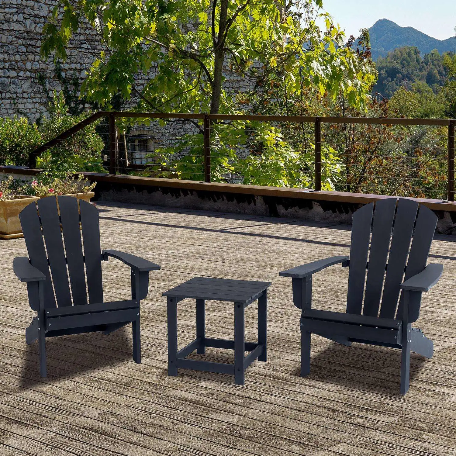 Faux Gray Wood Frame Adirondack Chair