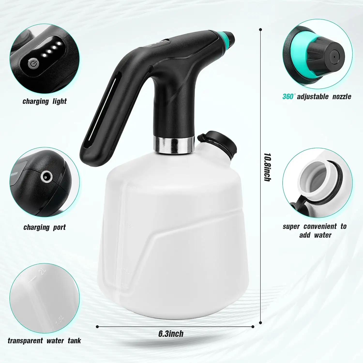 New Model Nano Mist Straight Jet Water Spraying Bottle 2L Rechargeable Power Operated Plastic Agricultural Electric Sprayer