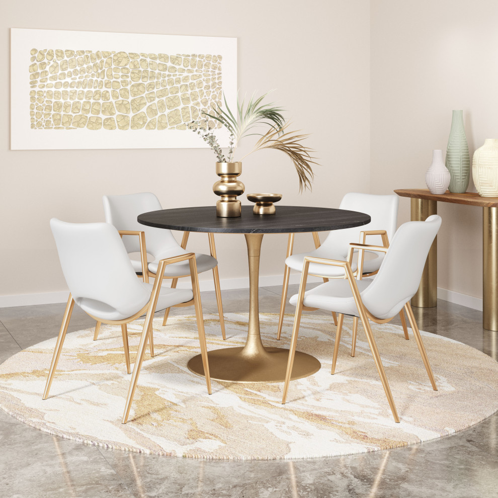 Desi Dining Chair (Set of 2) White  ampGold   Midcentury   Dining Chairs   by Furniture East Inc.  Houzz