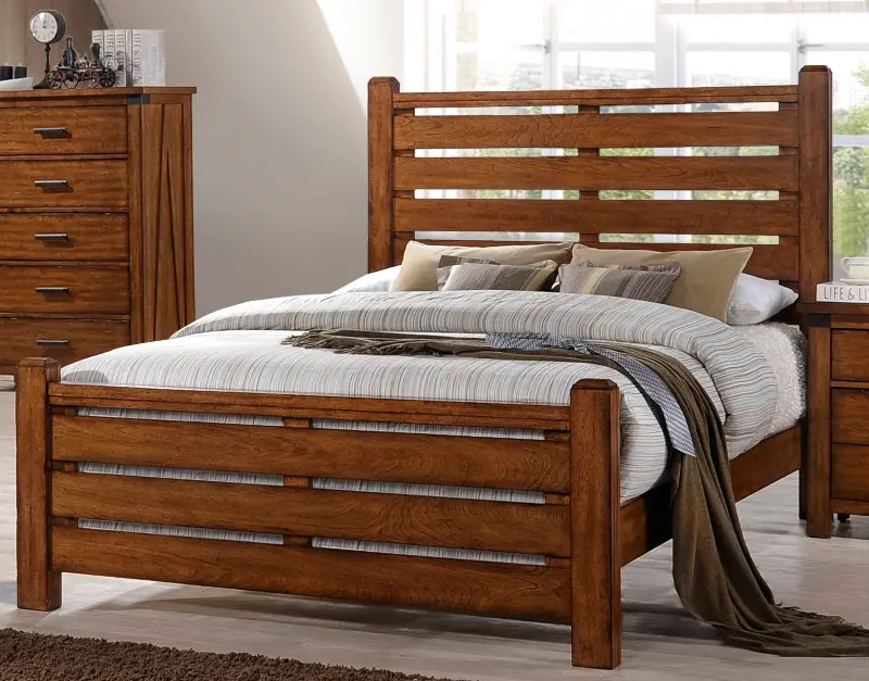 Logan Rustic Barley Brown King Size Bed