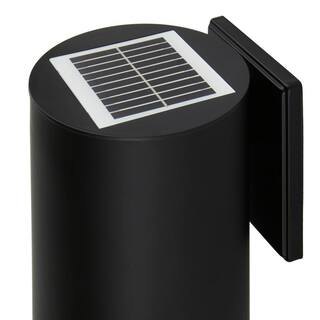 PRIVATE BRAND UNBRANDED 1-Light Modern Black LED Solar Outdoor Wall Cylinder Light with Dark Sky W2254-11