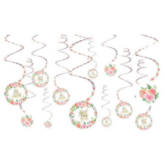 Amscan 269726 Floral Baby Swirl Decorations(12)   ...