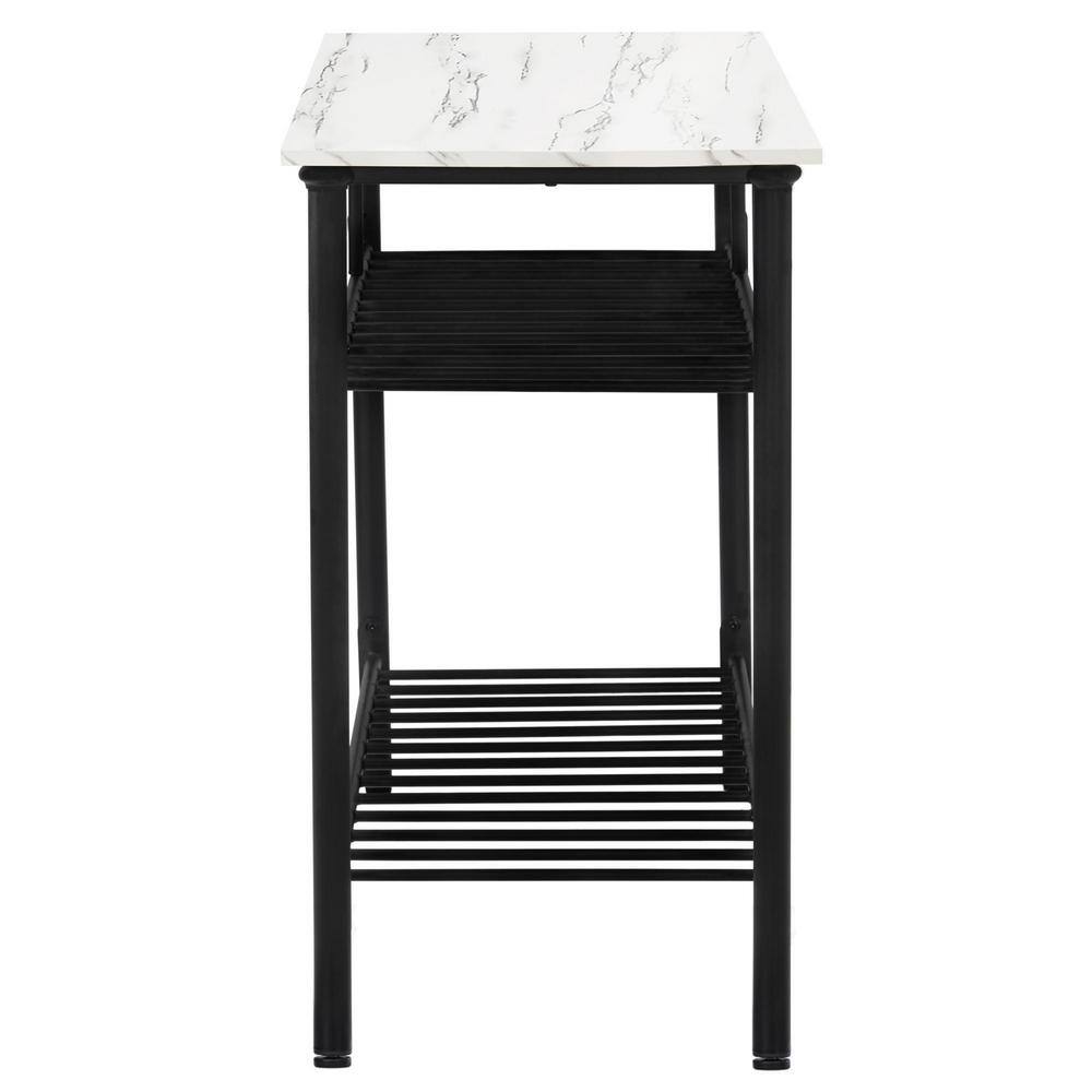 ANTFURN White 43.30 .in Kitchen Island top Marble with  Wine Rack Free Standing Shelf HDYX461181