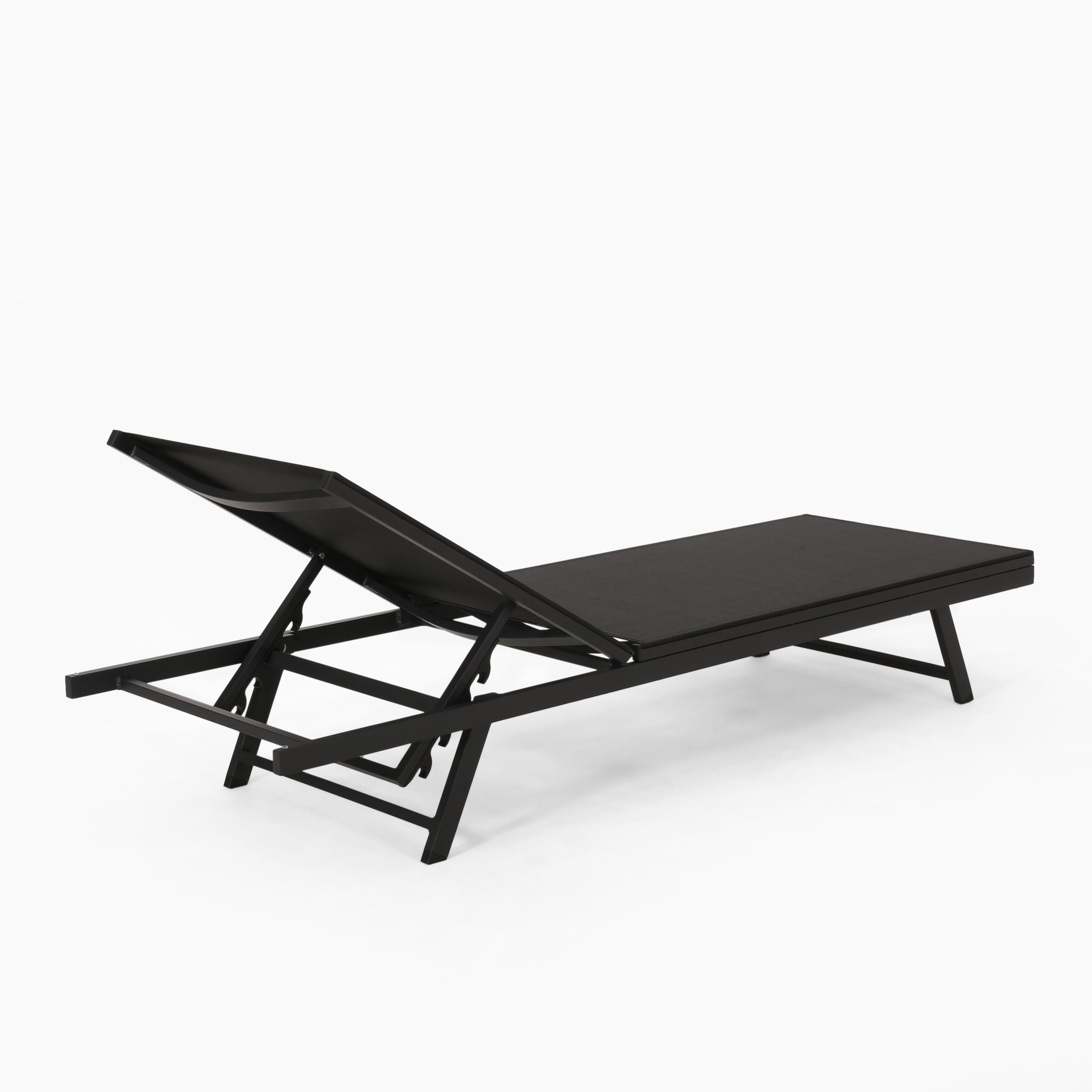 Simon Outdoor Aluminum Chaise Lounge Set with C-Shaped End Table