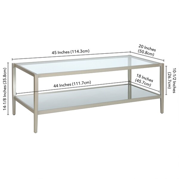 Hera 45'' Wide Rectangular Coffee Table with Mirror Shelf