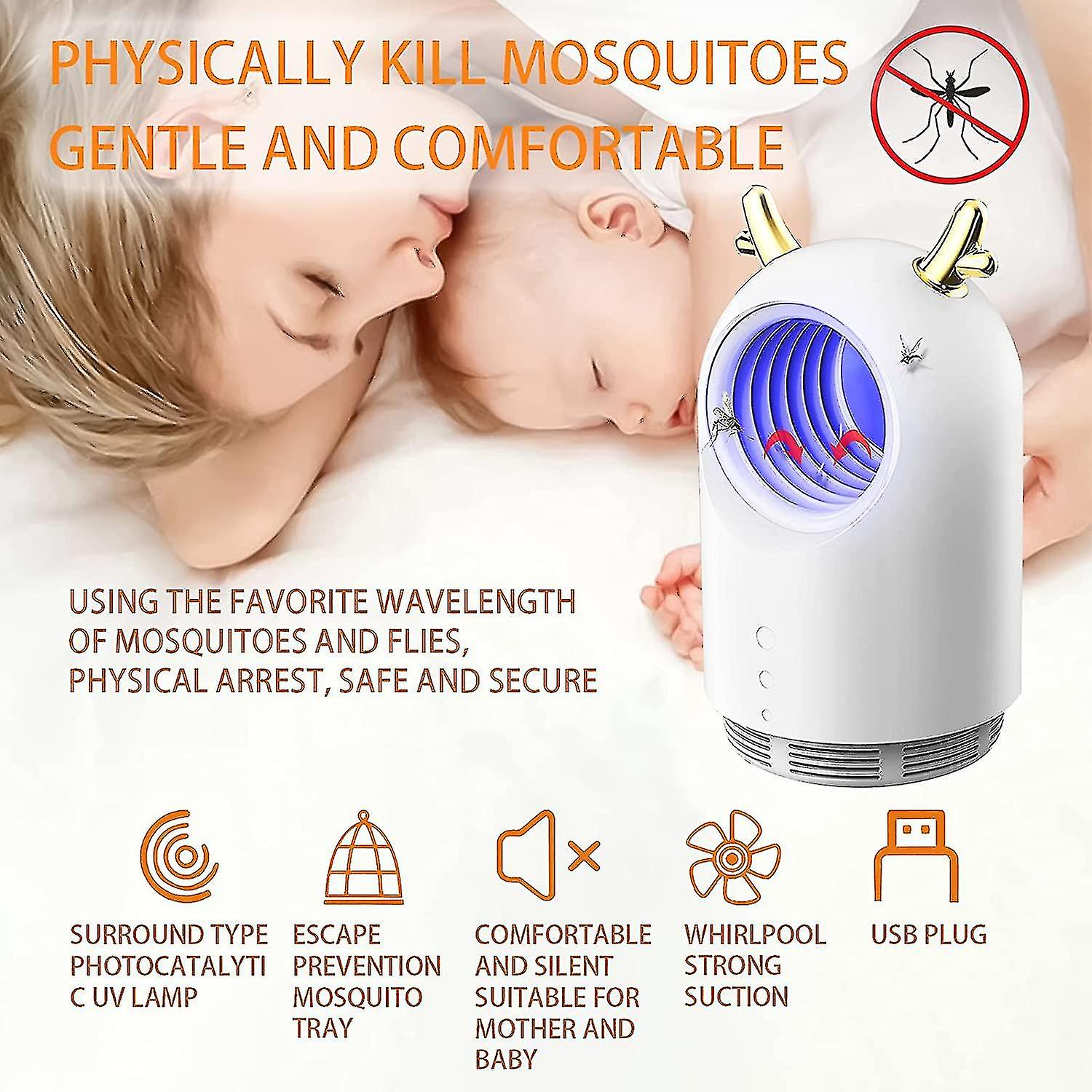 Electric Insect Killer， Mosquito Repellent Lamp， Usb Mosquito Killer， Uv Light Insect Lamp， No Radiation， For Indoor Bedroom Outdoor Camping (white) C