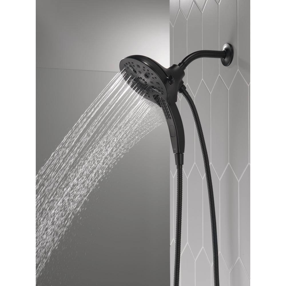 Delta In2ition 5-Spray Patterns 2.5 GPM 6.25 in. Wall Mount Dual Shower Heads in Matte Black 58620-BL25-PK