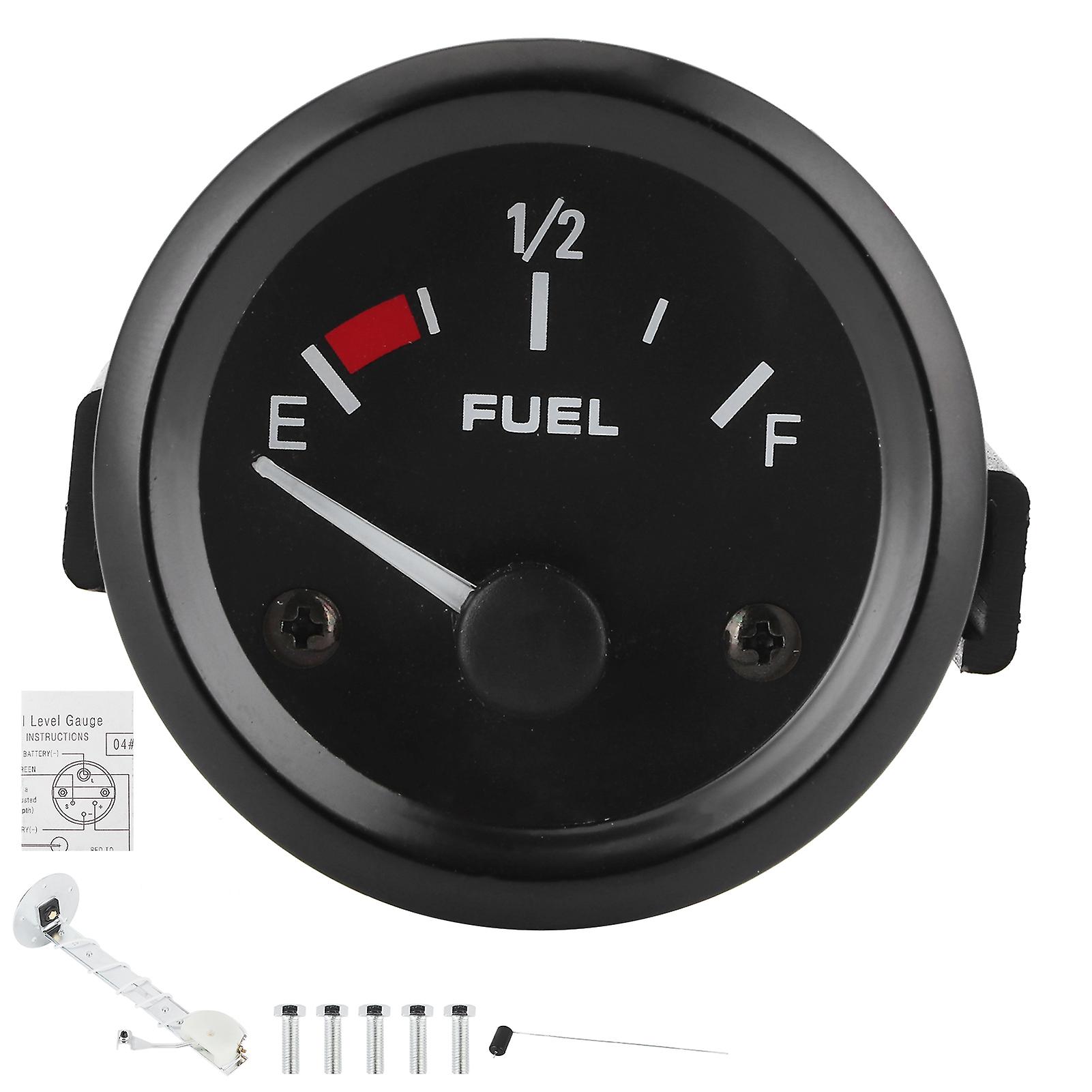 2in Fuel Level Gauge Display White Light With Float Sensor Universal For 12v Gasoline Vehicles