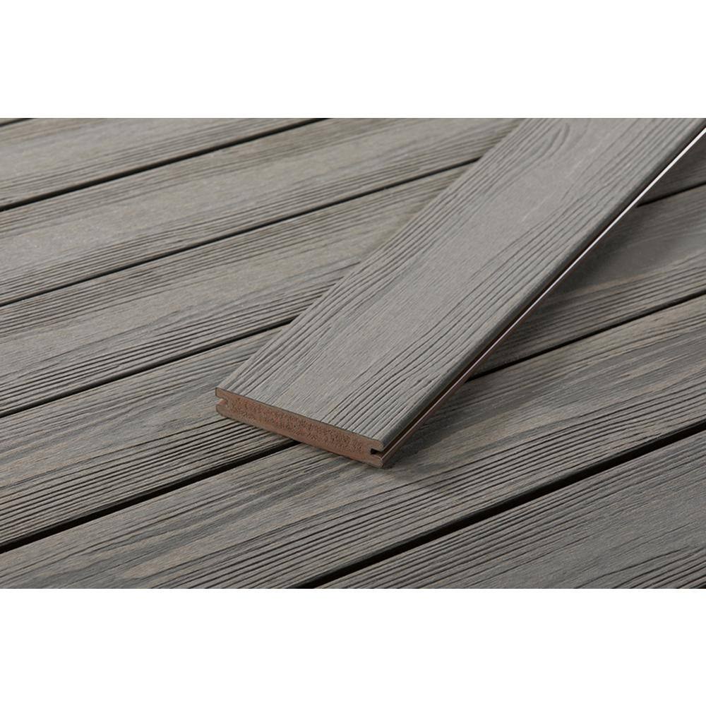 FORTRESS Apex 1 in. x 6 in. x 8 ft. Alaskan Driftwood Grey PVC Grooved Deck Boards (2-Pack) 251060823