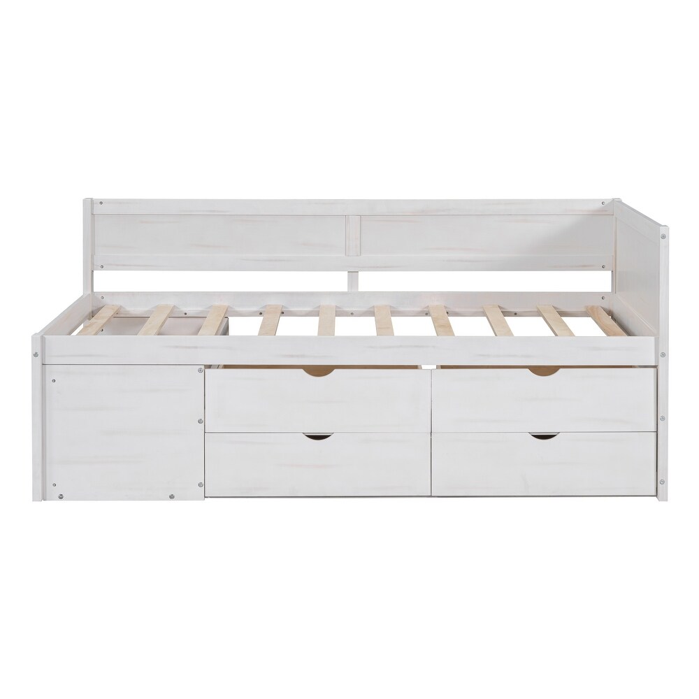 Twin/Full Size Daybed with Drawers and Shelves  Twin/Full Size Bed