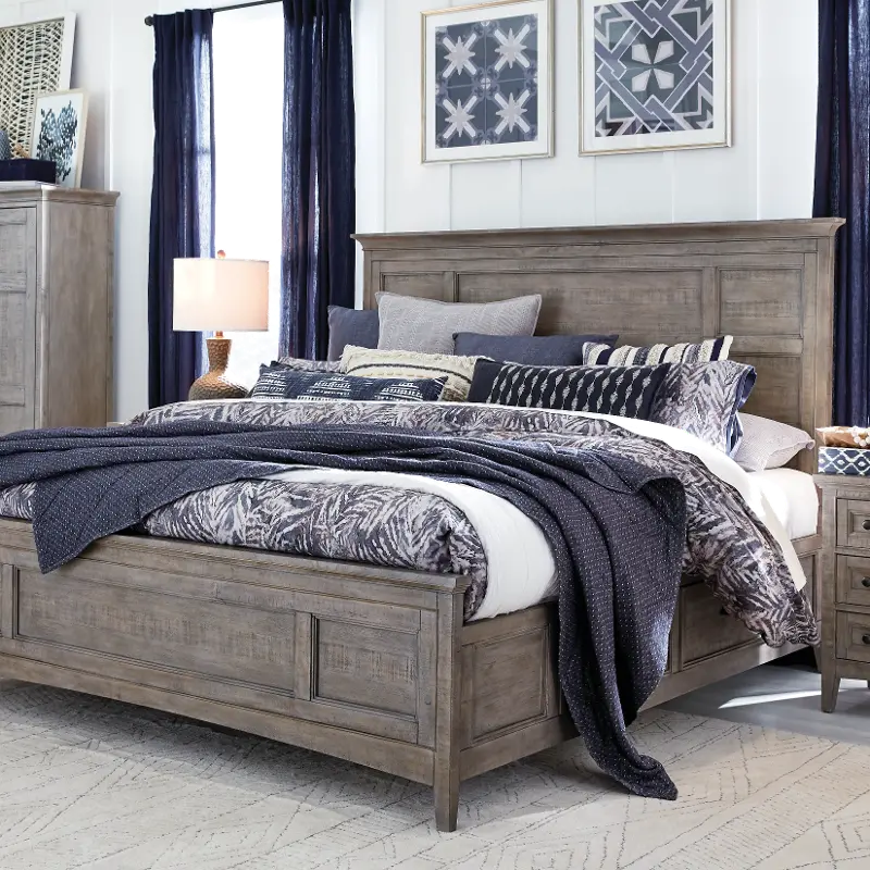 Paxton Place Gray King Storage Bed