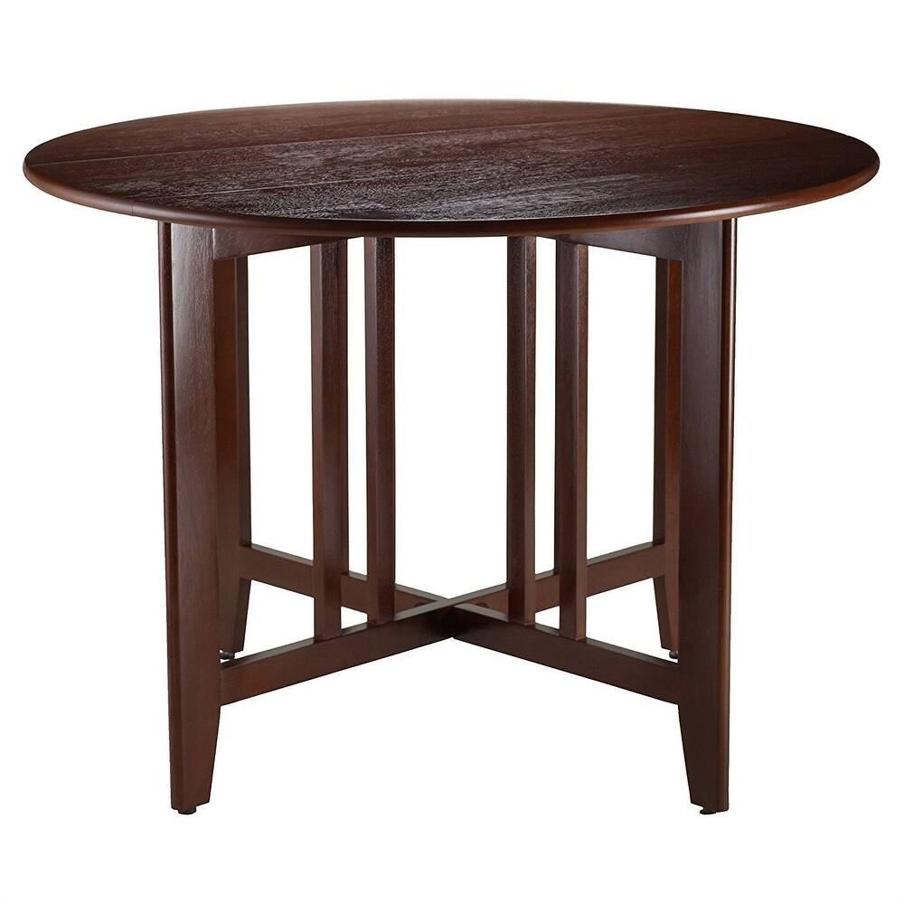 Mission Style Round 42 inch Double Drop Leaf Dining Table   42 x 29.6 x 29.6 inches