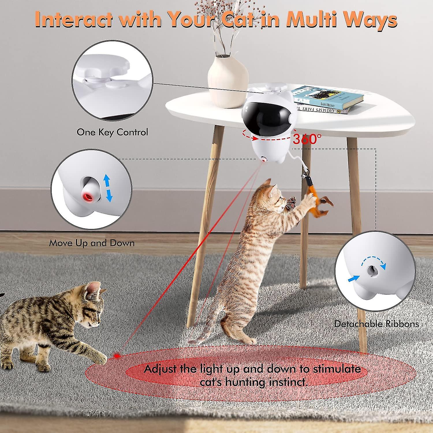 Cat Toys， Interactive Cat Toy， Automatic Cat Toy With Led Light， Rotating Cat Feather Toys， Usb Cat Toys Interactive