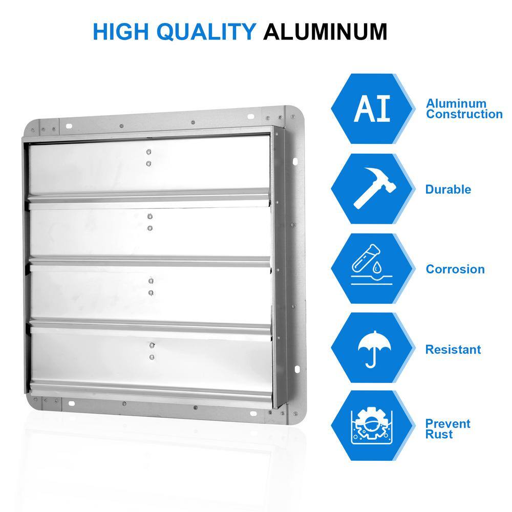 Aoibox 18 in. Square Aluminum Automatic Gravity Shutter Louver Standard Static Roof Vent in Silver SNMX5283