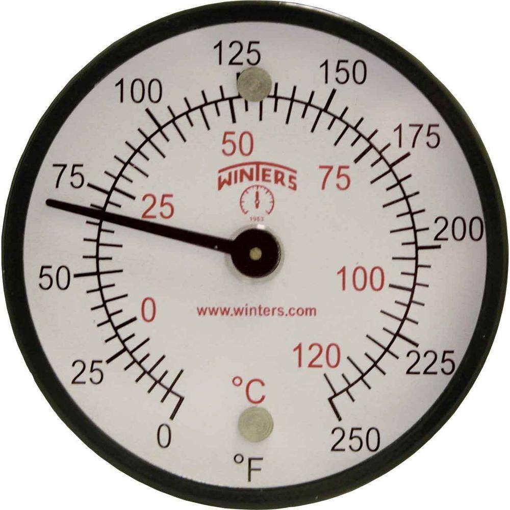 Winters Instruments TMT Series 2 in. Black Steel Case Surface Magnet Thermometer with Temperature Range of 0-250 FC TMT7412