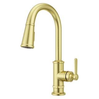 Pfister Port Haven Single-Handle Pull Down Sprayer Kitchen Faucet in Brushed Gold GT529-TDBG