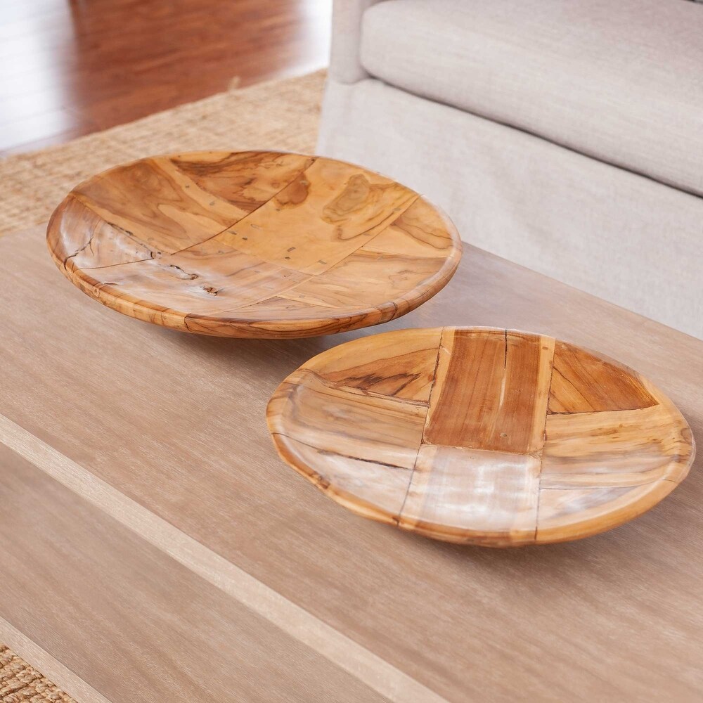 Handmade Natural Teak Wood Decorative Bowl by East at Main