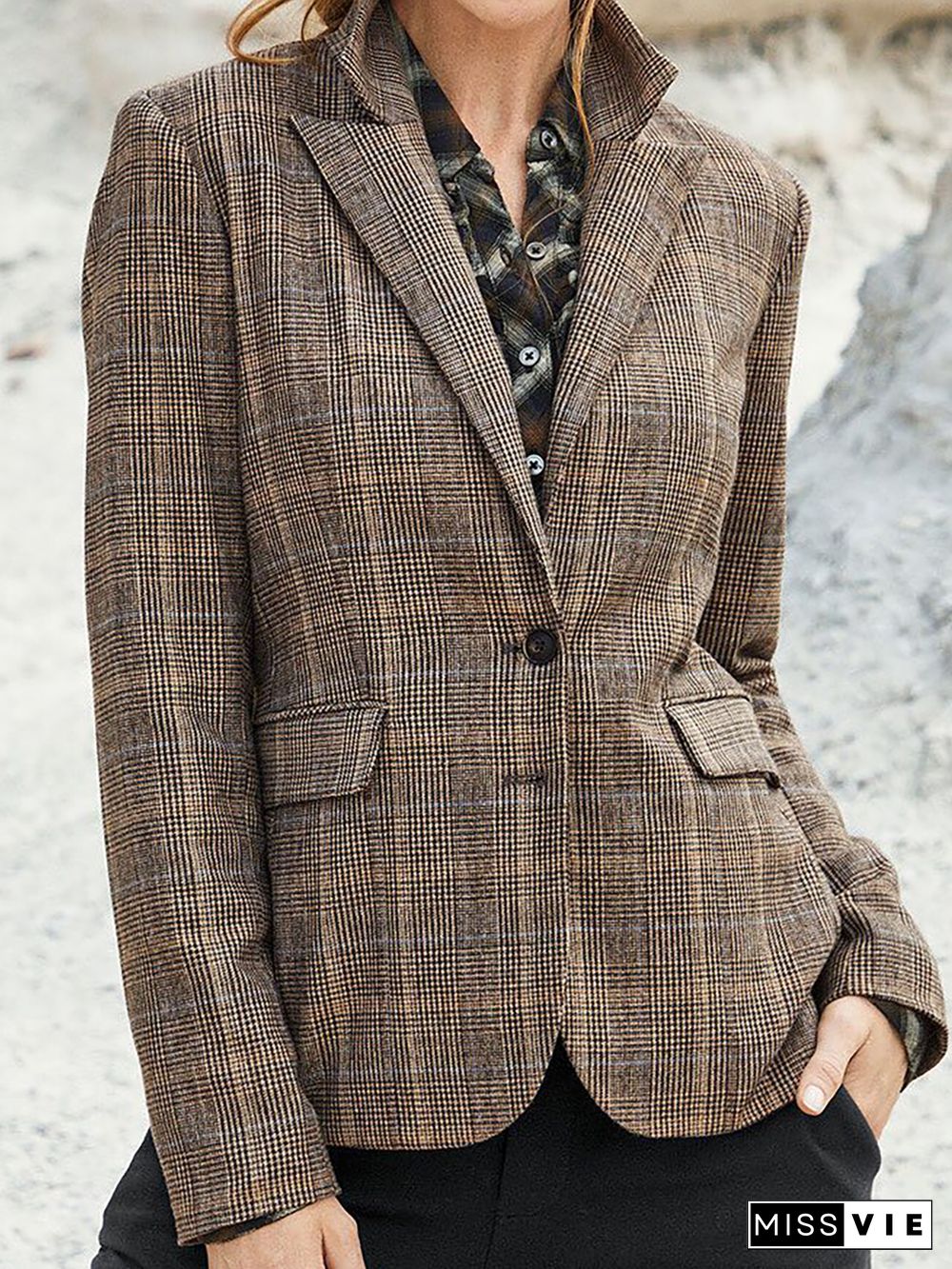 Casual Plaid Blazer