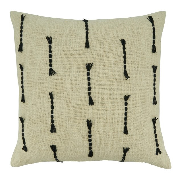 Saro Lifestyle Poly Filled Throw Pillow With Frayed Stitch Line Design