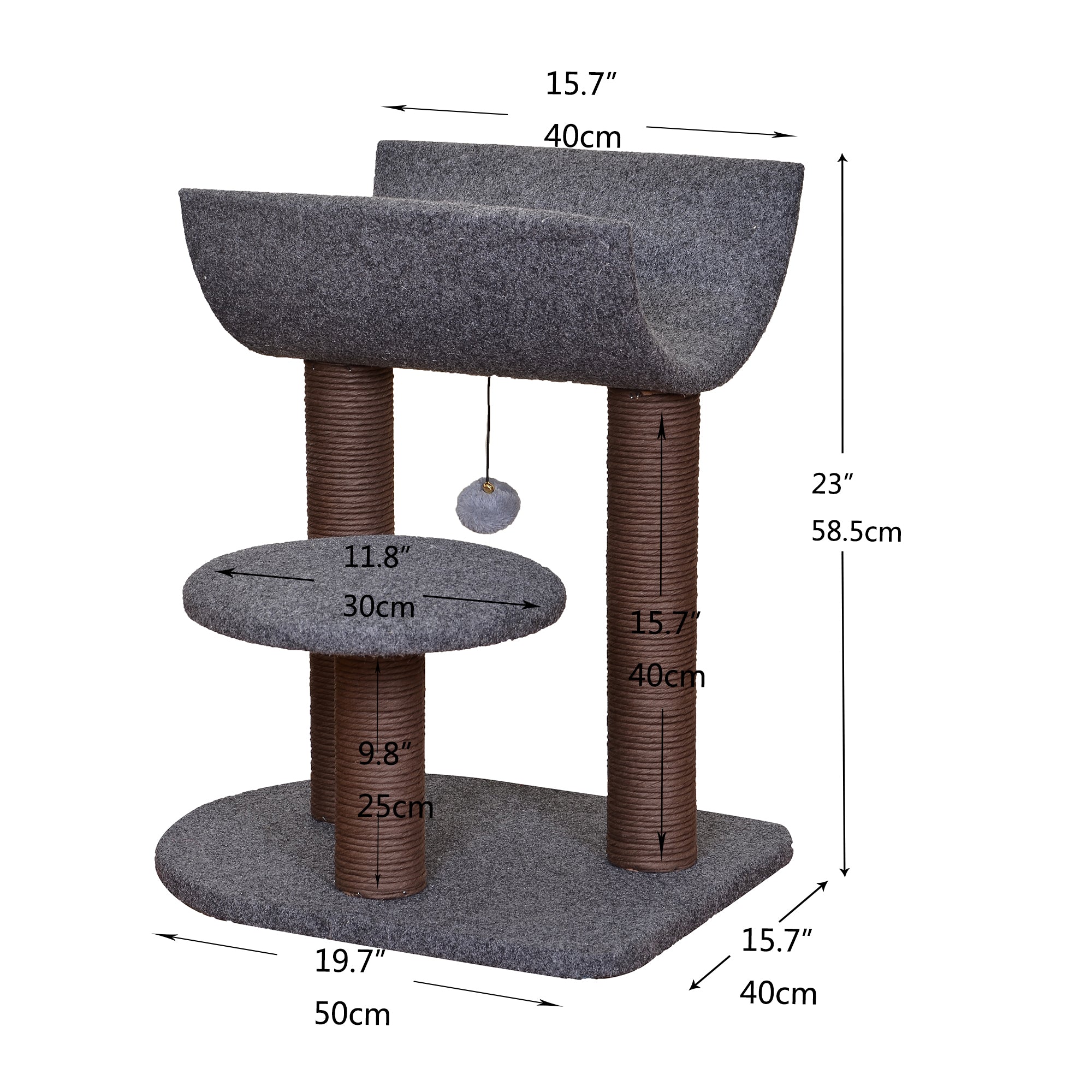 Catry 23 inches Gray and Brown Small Cat Tower Cat Furniture Size 20