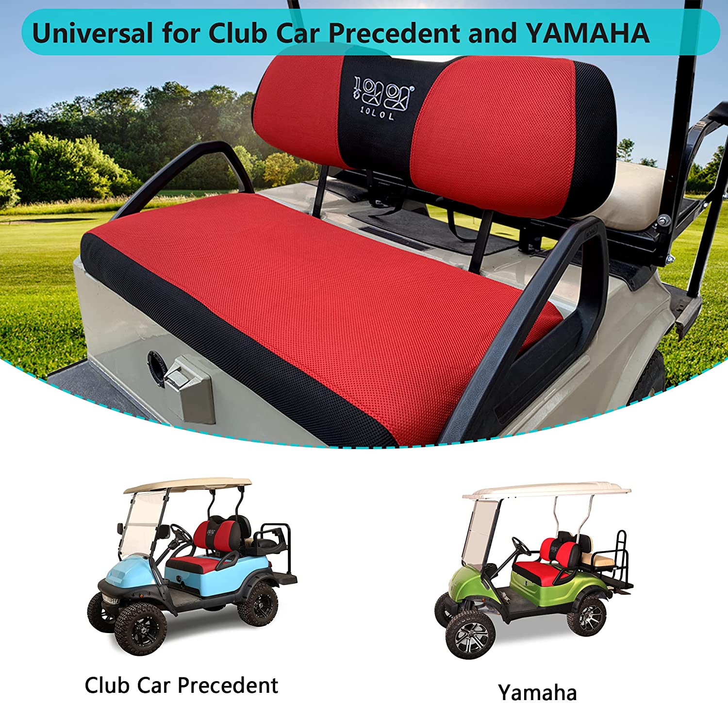 10L0L Golf Cart Seat Cover for Yamaha Club Car Precedent-Red Black (L Size)