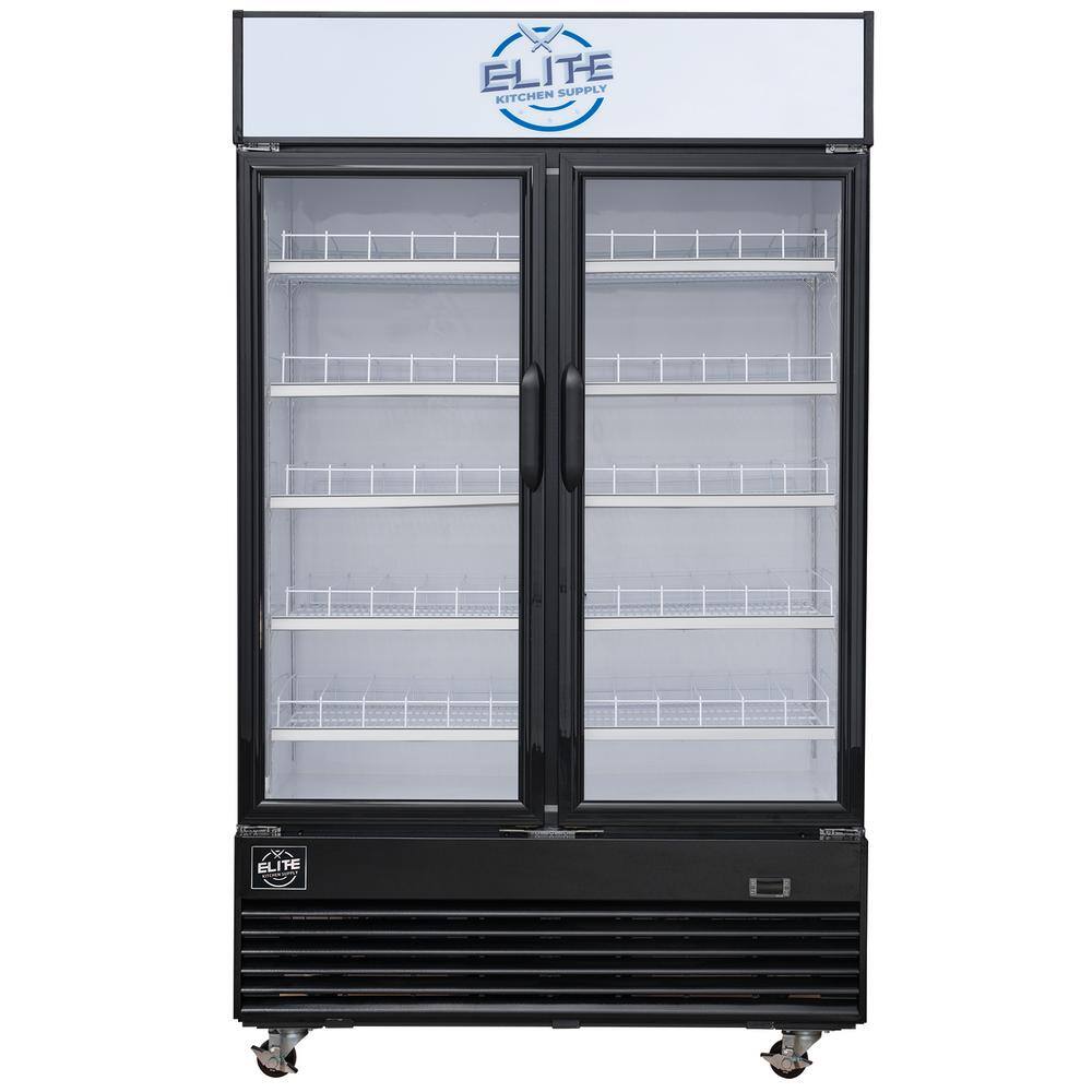 Elite Kitchen Supply 34.4 cu. ft. Commercial Merchandiser Refrigerator with Glass Doors in Black EKS-ESM42R