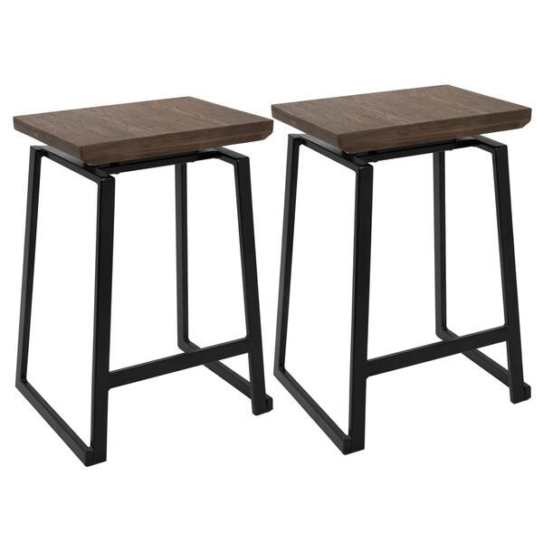 Carbon Loft Richard Metal and Wood Industrial Counter Stools (Set of 2)