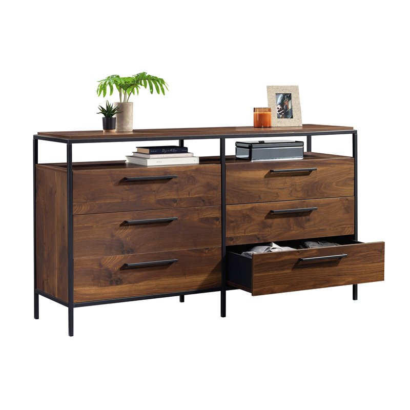 Sauder Nova Loft Engineered Wood Bedroom Dresser in Grand Walnut