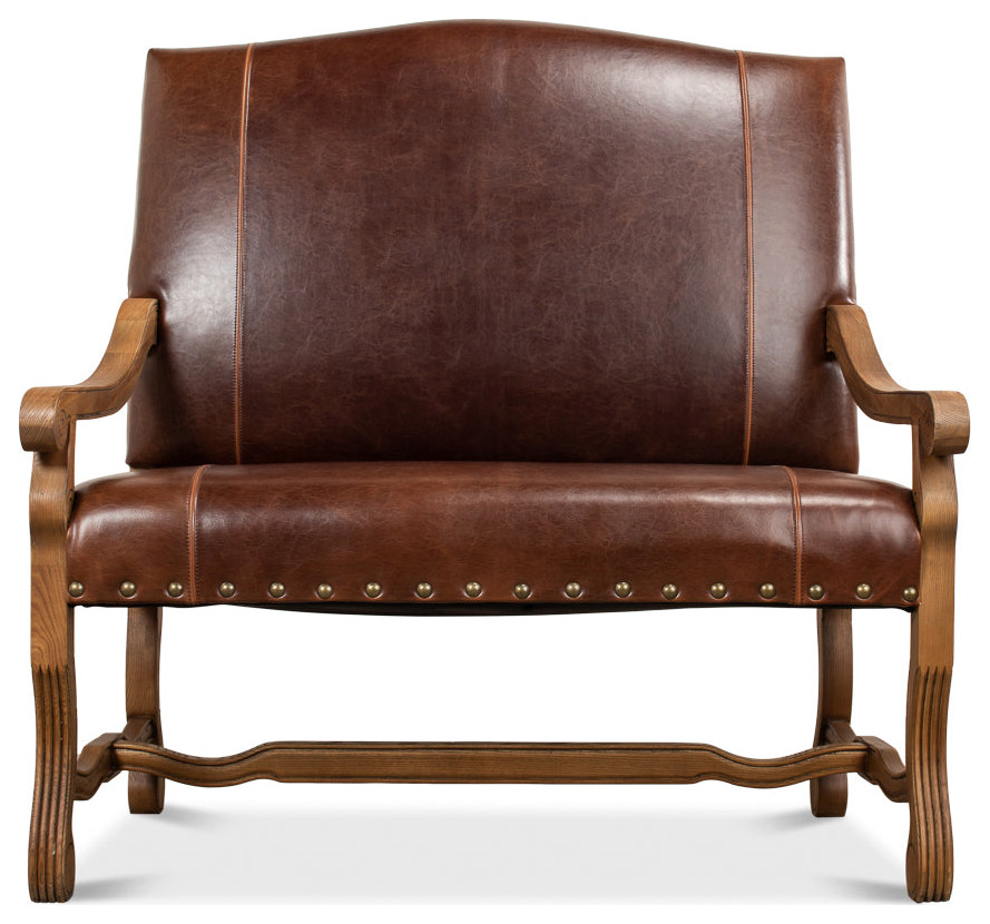 Italian Leather Settee   Traditional   Armchairs And Accent Chairs   by Sideboards and Things  Houzz