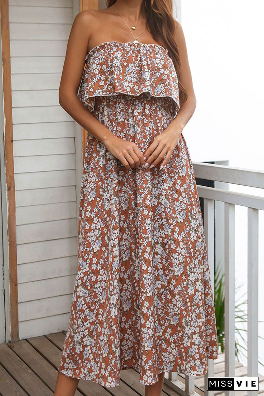 Floral Off-shoulder Long Dress Wholesale