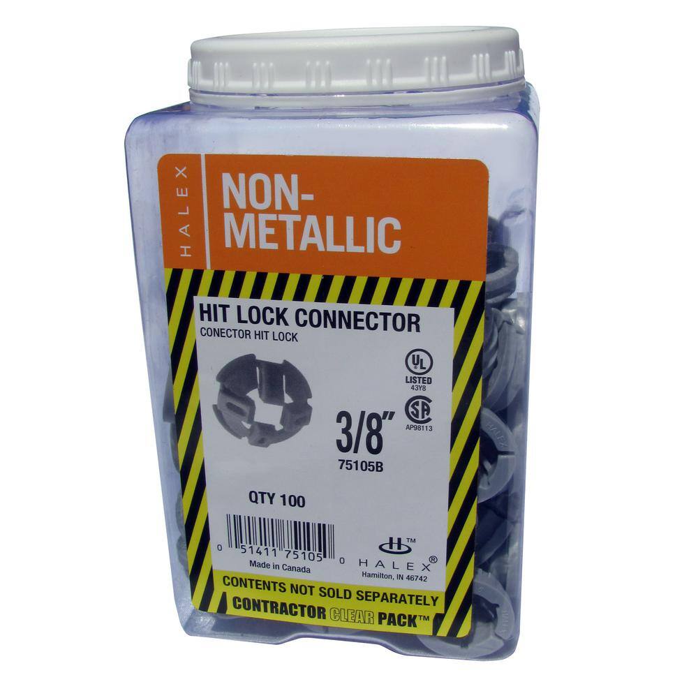 Halex 38 in. - 12 in. Knockout Non-Metallic Push-In Connector (100-Pack) 75105B