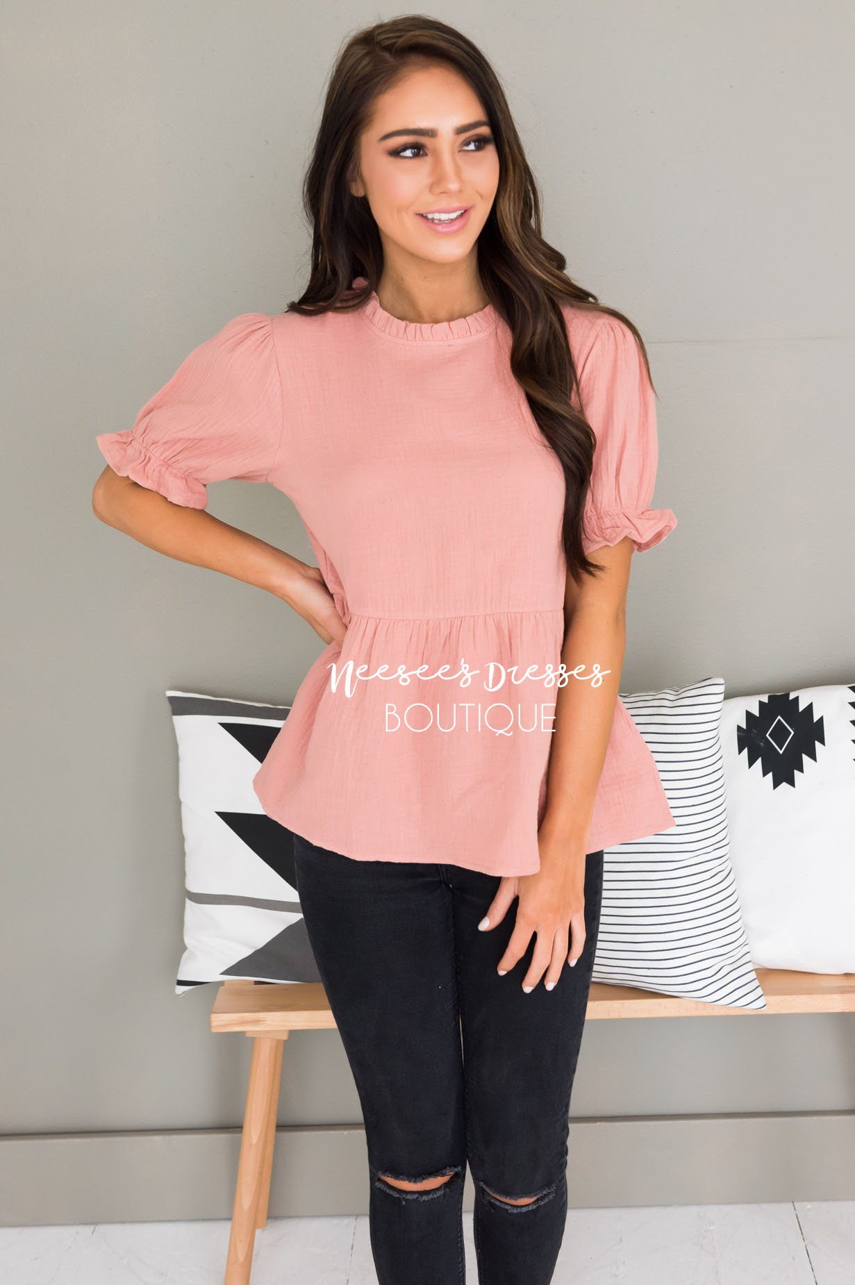 Having Fun Modest Peplum Blouse