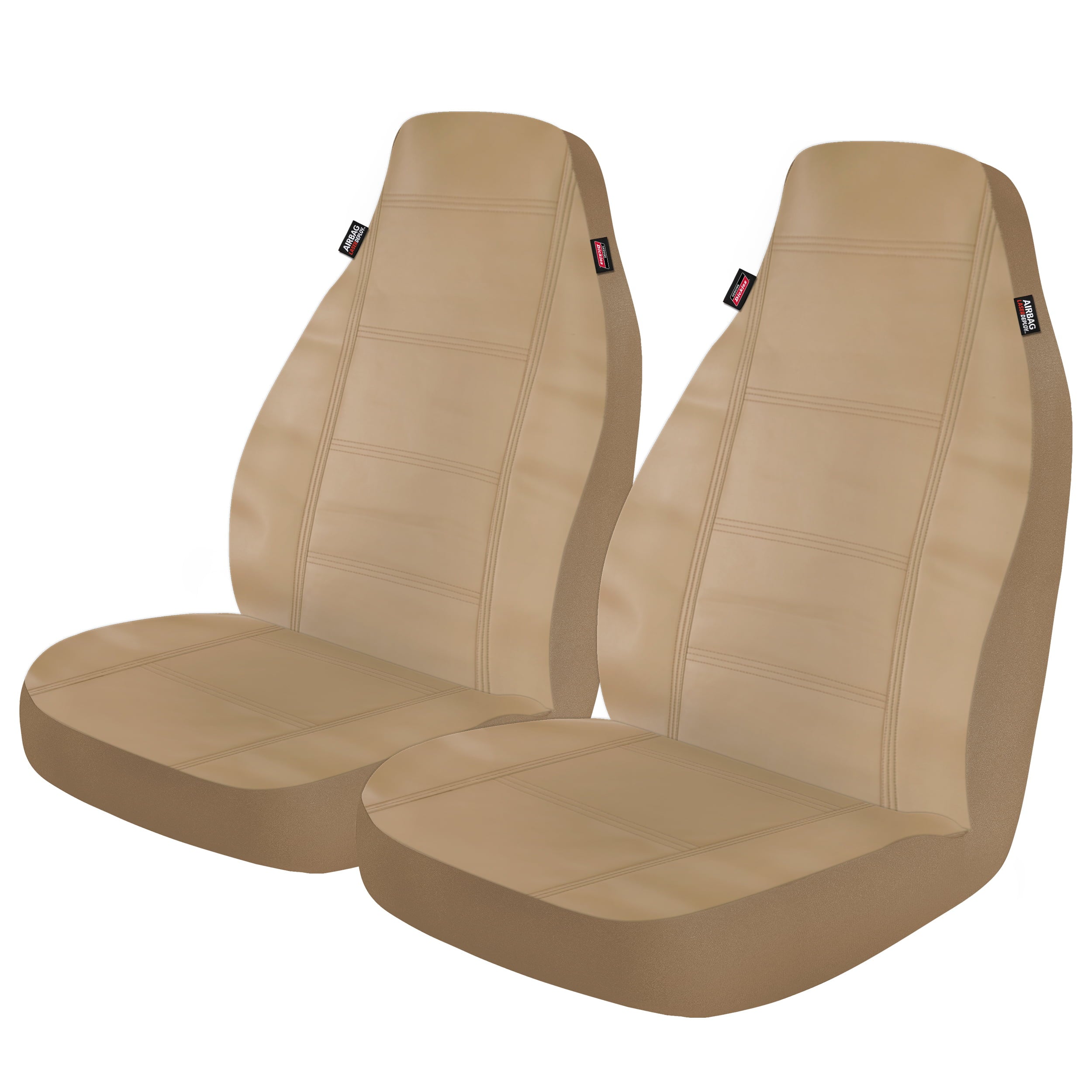 Genuine Dickies 2 Piece Prestige Front Car Seat Covers Vegan Leather Beige， 806514