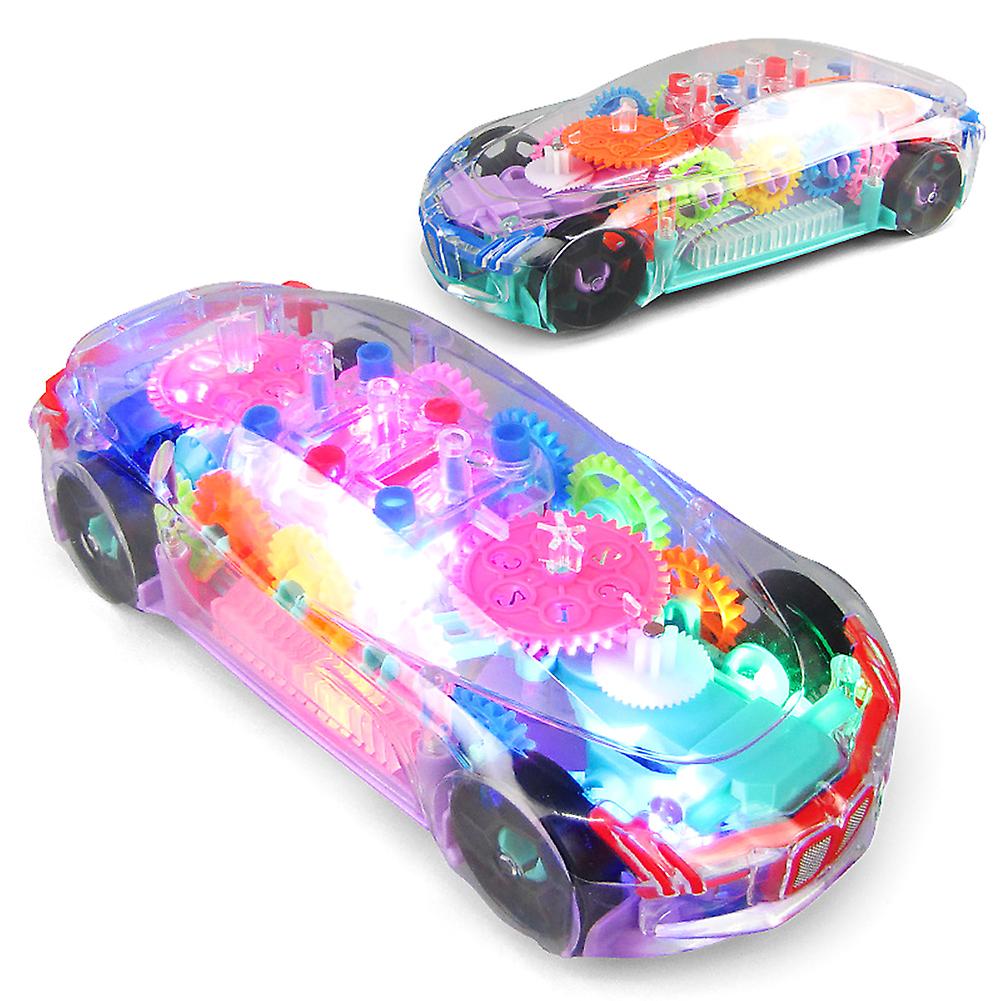 Transparent Gear Toy Car Simulation Model Car Light Music Children Toy Car