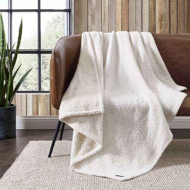 Solid Mingled Faux Shearling Reversible Throw Blanket Eddie Bauer