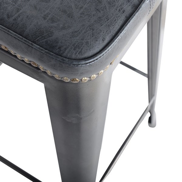 Metropolis PU Leather Metal Backless Counter Stool，Set of 4 - N/A