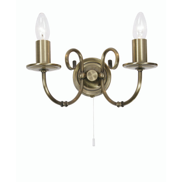 Oaks 3380/2 AB Tuscany Antique Brass 2 Lamp Traditional Wall Light