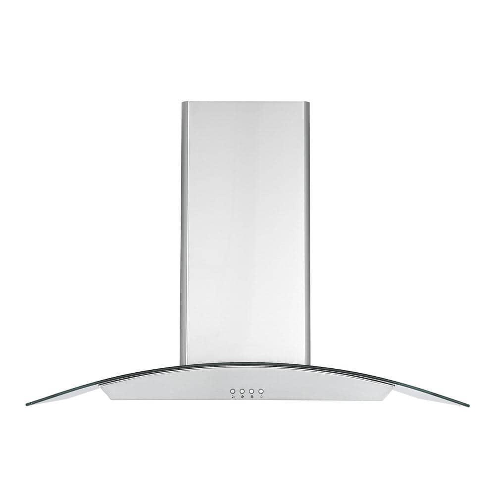 Ancona IGCC636 36 in 620 CFM Convertible Island Glass Canopy Range Hood with LED Lights in Stainless Steel