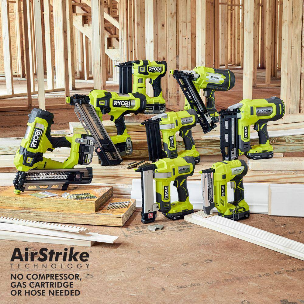 Ryobi ONE+ HP 18V 18-Gauge Brushless Cordless AirStrike Brad Nailer Kit with 4.0 Ah Battery and Charger P322K