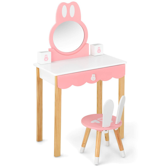 Costway 26487390 Kids Vanity Set Rabbit Makeup Dre...