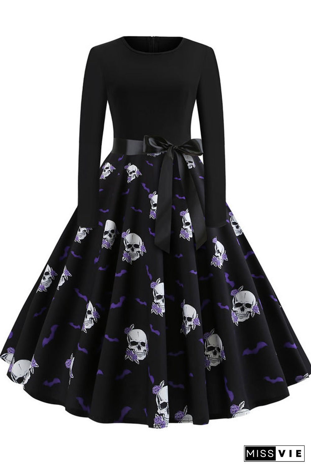 Halloween Printed Belt Vintage Dress