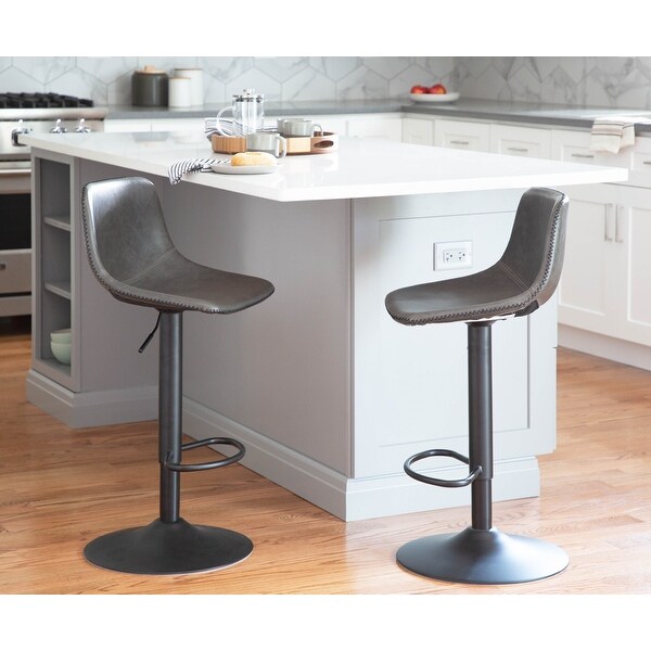 Carbon Loft Richard Adjustable Faux Leather Bar Stool - Set of 2