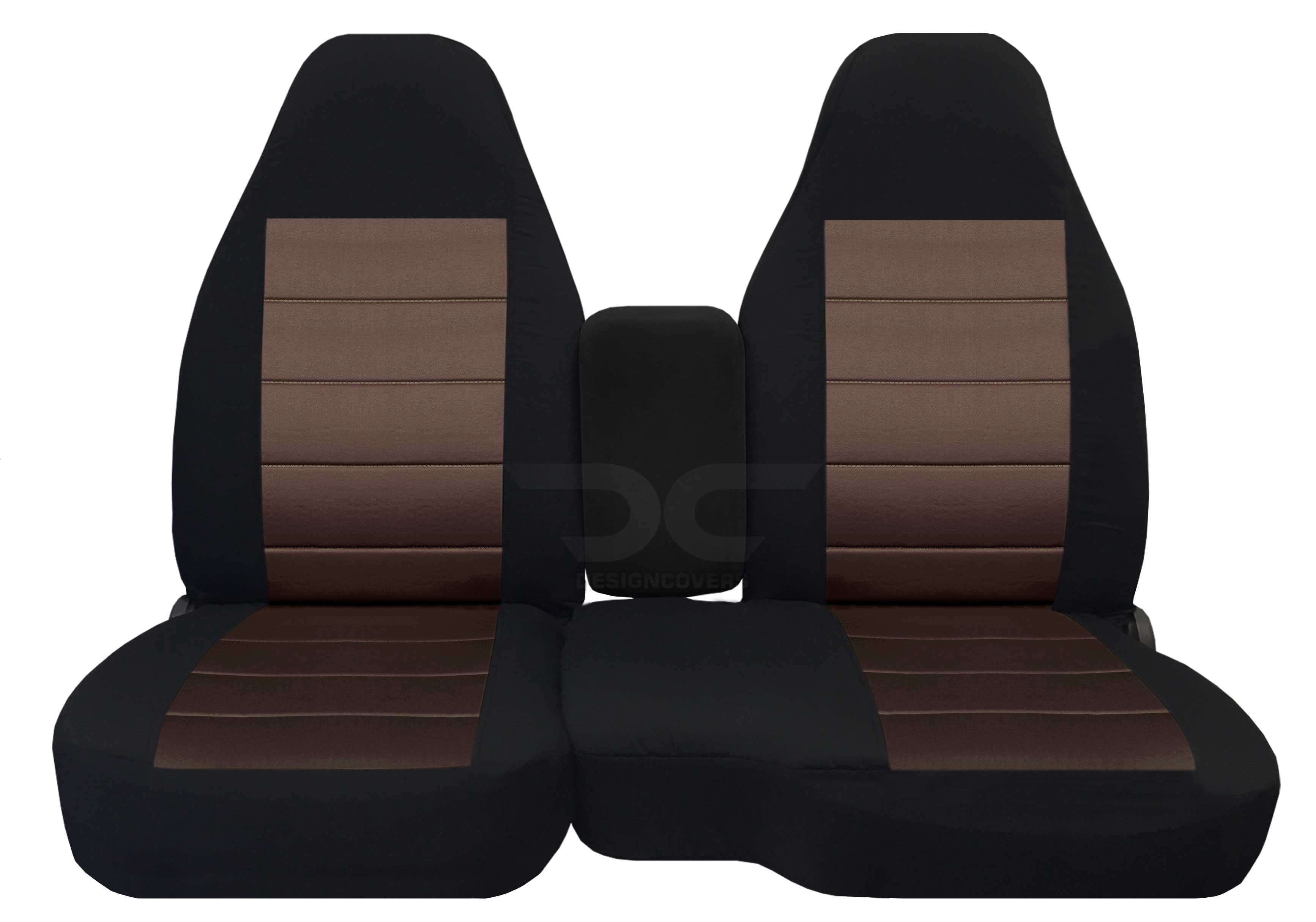 T379-Designcovers Compatible with 2004-2012 Ford Ranger/Mazda B-Series Two-Tone Truck Seat Covers (60/40 Split Bench) w Center Console/Armrest Cover: Opening Console ， Black and Brown Velour